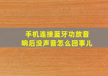 手机连接蓝牙功放音响后没声音怎么回事儿