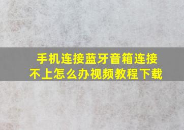 手机连接蓝牙音箱连接不上怎么办视频教程下载