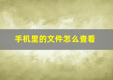 手机里的文件怎么查看