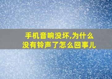 手机音响没坏,为什么没有铃声了怎么回事儿