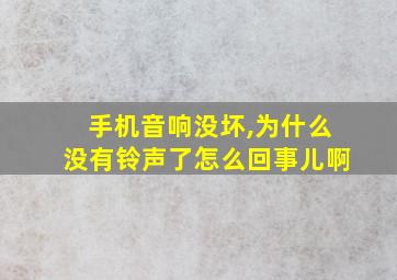 手机音响没坏,为什么没有铃声了怎么回事儿啊