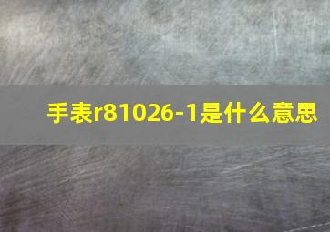 手表r81026-1是什么意思