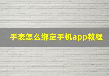 手表怎么绑定手机app教程