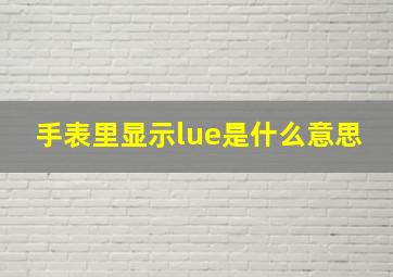 手表里显示lue是什么意思