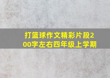 打篮球作文精彩片段200字左右四年级上学期