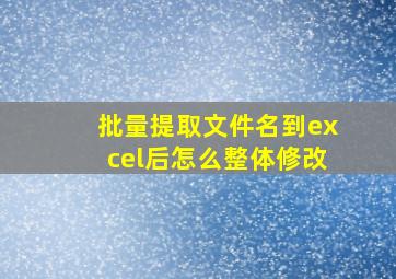 批量提取文件名到excel后怎么整体修改