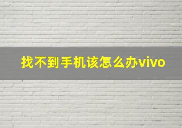 找不到手机该怎么办vivo