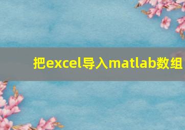 把excel导入matlab数组