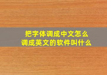 把字体调成中文怎么调成英文的软件叫什么