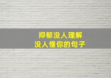 抑郁没人理解没人懂你的句子