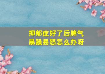 抑郁症好了后脾气暴躁易怒怎么办呀