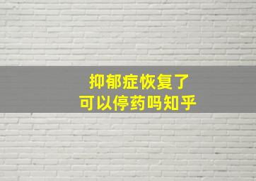 抑郁症恢复了可以停药吗知乎