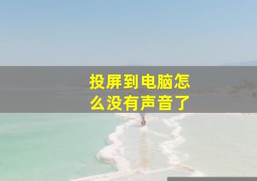 投屏到电脑怎么没有声音了