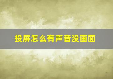 投屏怎么有声音没画面