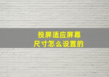 投屏适应屏幕尺寸怎么设置的