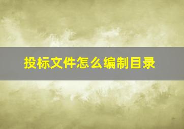 投标文件怎么编制目录