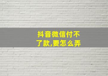 抖音微信付不了款,要怎么弄