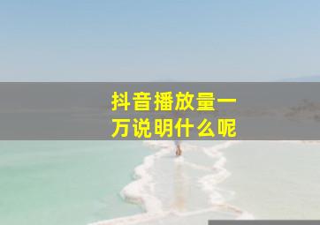 抖音播放量一万说明什么呢