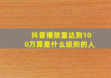 抖音播放量达到100万算是什么级别的人