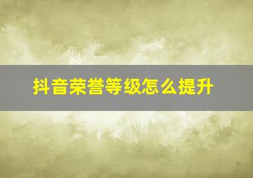 抖音荣誉等级怎么提升