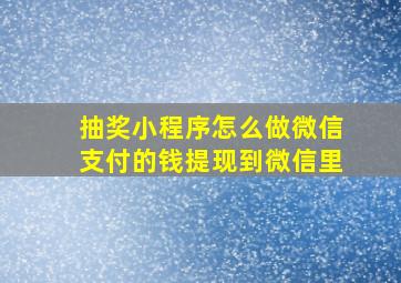 抽奖小程序怎么做微信支付的钱提现到微信里