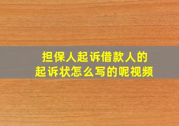 担保人起诉借款人的起诉状怎么写的呢视频