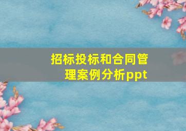 招标投标和合同管理案例分析ppt