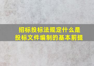 招标投标法规定什么是投标文件编制的基本前提