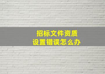 招标文件资质设置错误怎么办