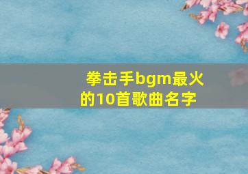 拳击手bgm最火的10首歌曲名字