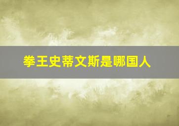 拳王史蒂文斯是哪国人