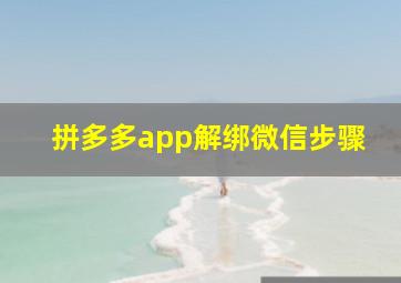 拼多多app解绑微信步骤