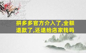 拼多多官方介入了,全额退款了,还退给店家钱吗