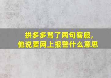 拼多多骂了两句客服,他说要网上报警什么意思