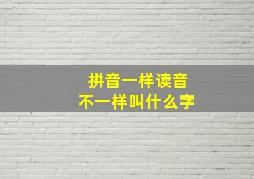 拼音一样读音不一样叫什么字