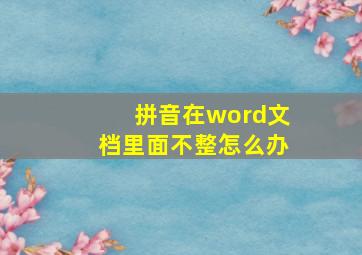 拼音在word文档里面不整怎么办