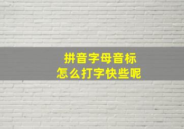 拼音字母音标怎么打字快些呢