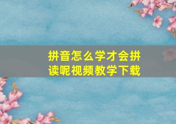 拼音怎么学才会拼读呢视频教学下载