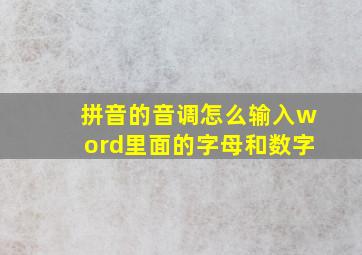 拼音的音调怎么输入word里面的字母和数字