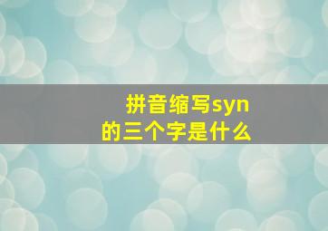 拼音缩写syn的三个字是什么