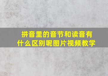 拼音里的音节和读音有什么区别呢图片视频教学