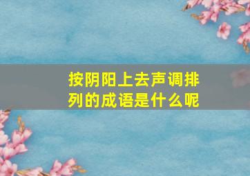 按阴阳上去声调排列的成语是什么呢