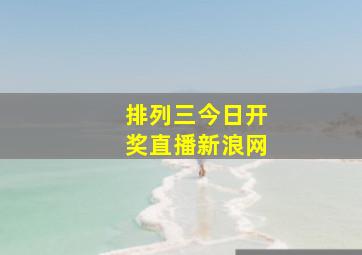 排列三今日开奖直播新浪网