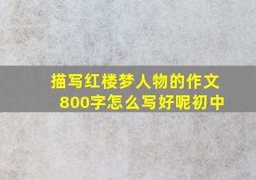 描写红楼梦人物的作文800字怎么写好呢初中