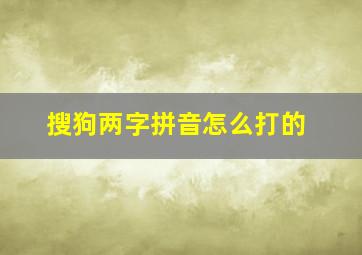 搜狗两字拼音怎么打的