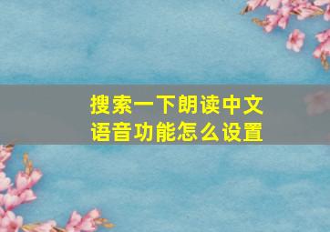 搜索一下朗读中文语音功能怎么设置