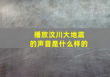 播放汶川大地震的声音是什么样的