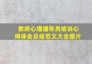 教师心理辅导员培训心得体会总结范文大全图片