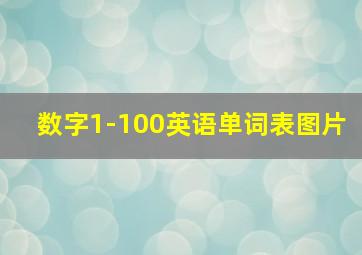 数字1-100英语单词表图片