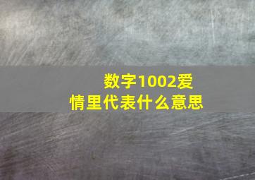 数字1002爱情里代表什么意思